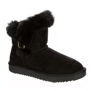 EVA & ZOE WOMENS CIARA FUR BOOT - BLACK